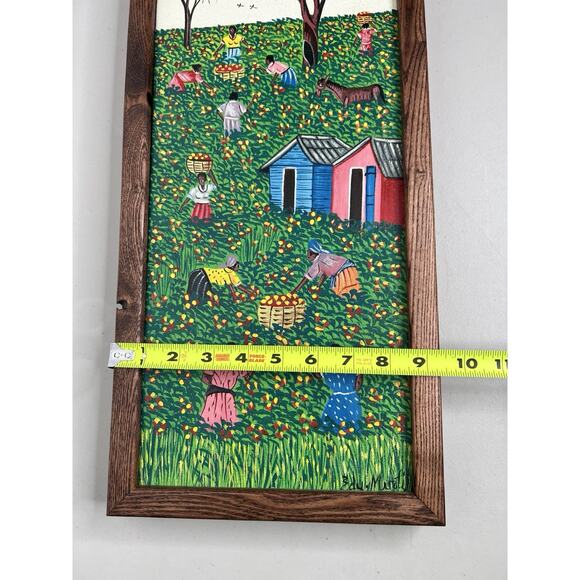 Edy Mirtyl Haitian Folk Artist Original Painting Village Harvesting Scene - Picture 11 of 11